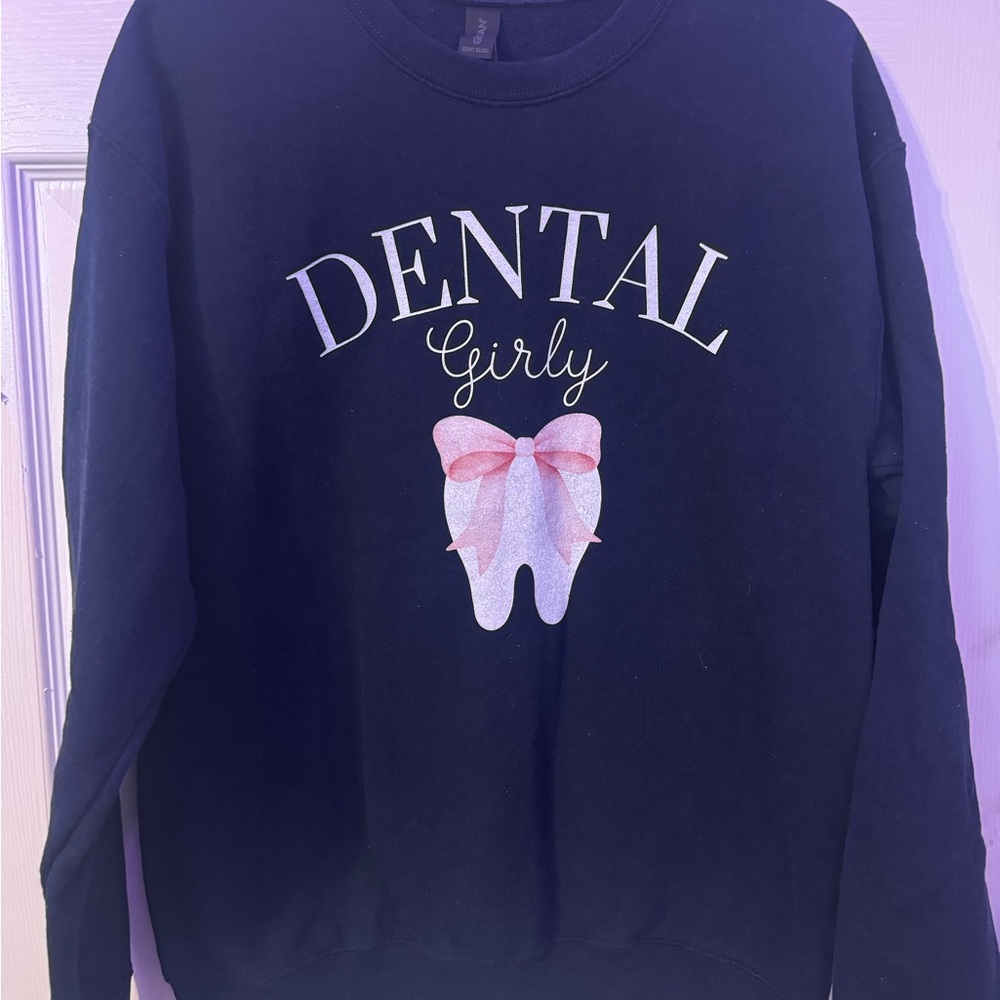 Dental Girly Black Crew Neck Sweatshirt